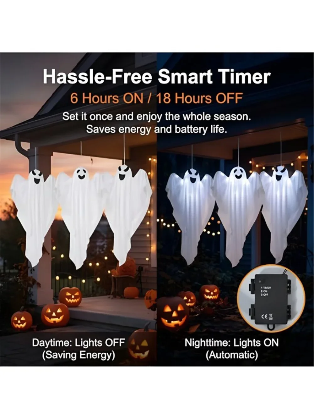 3 Packs Halloween Decorations Outdoor - Lighted Hanging Ghost